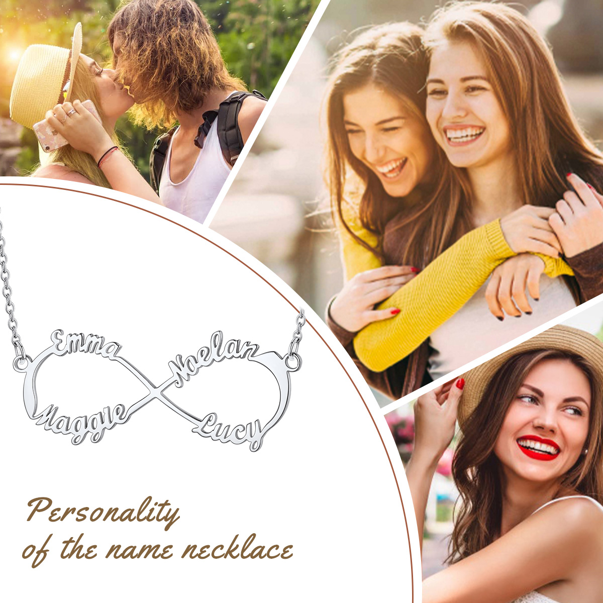 Custom Name Infinity Pendant Necklace gift for Women 