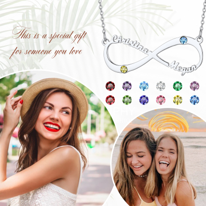 Birthstone Infinity Name Plate Necklace 
