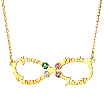 Personalized Birthstone Infinity Name Necklace for Women gold