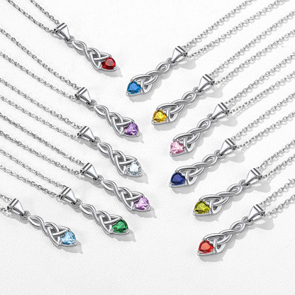 Heart Birthstone Sterling Silver Sparkling Celtic Knot Pendant Necklace color