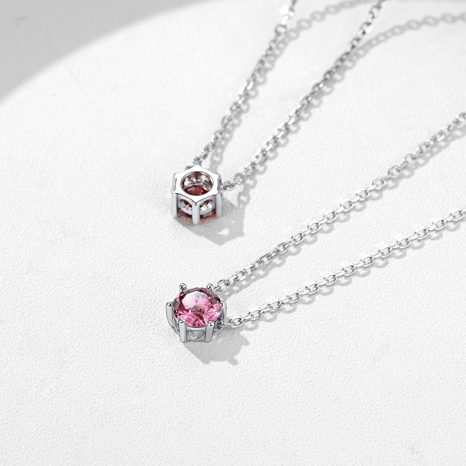 25 Sterling Silver 12 Months Round Cut Created Birthstone Pendant Necklace