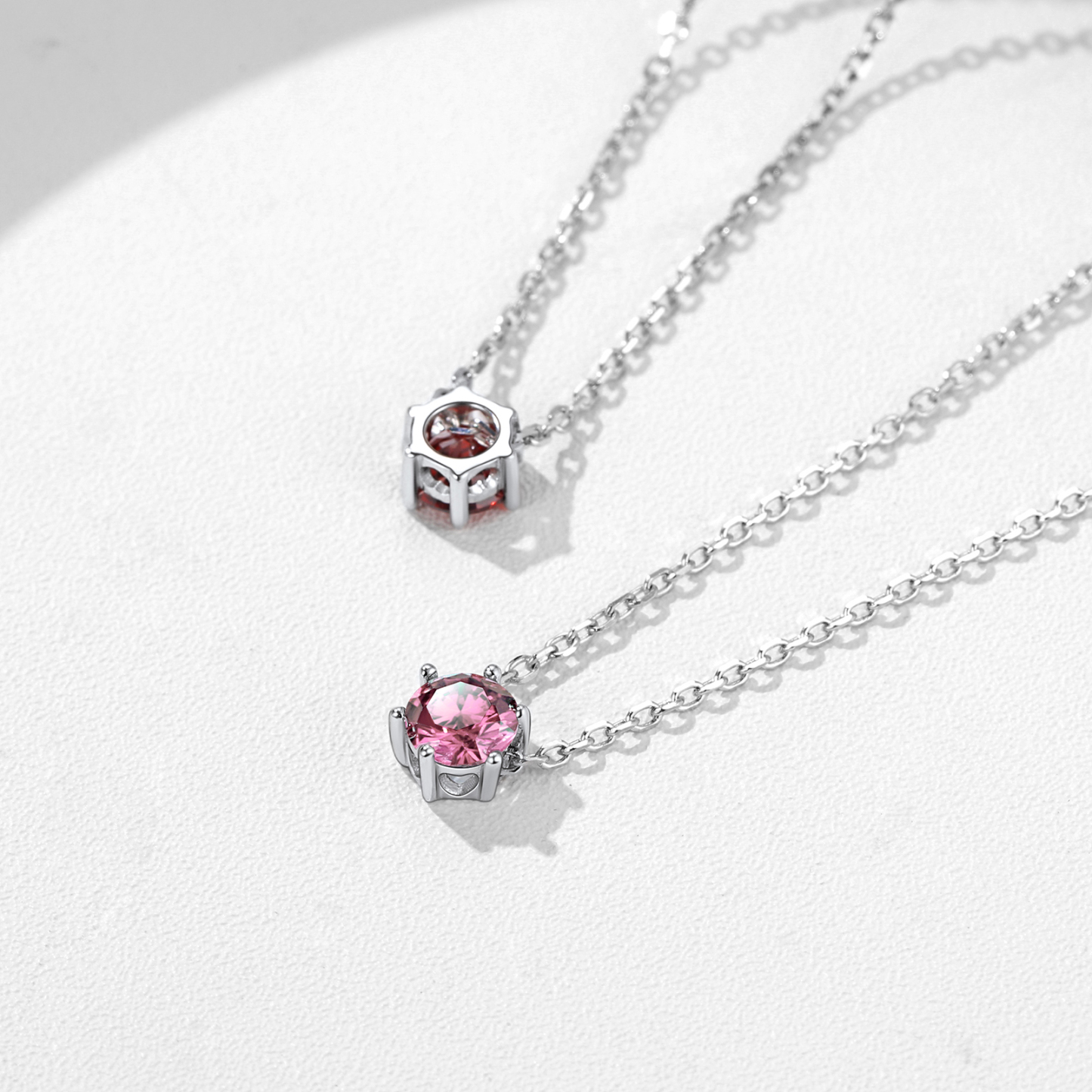 25 Sterling Silver 12 Months Round Cut Created Birthstone Pendant Necklace