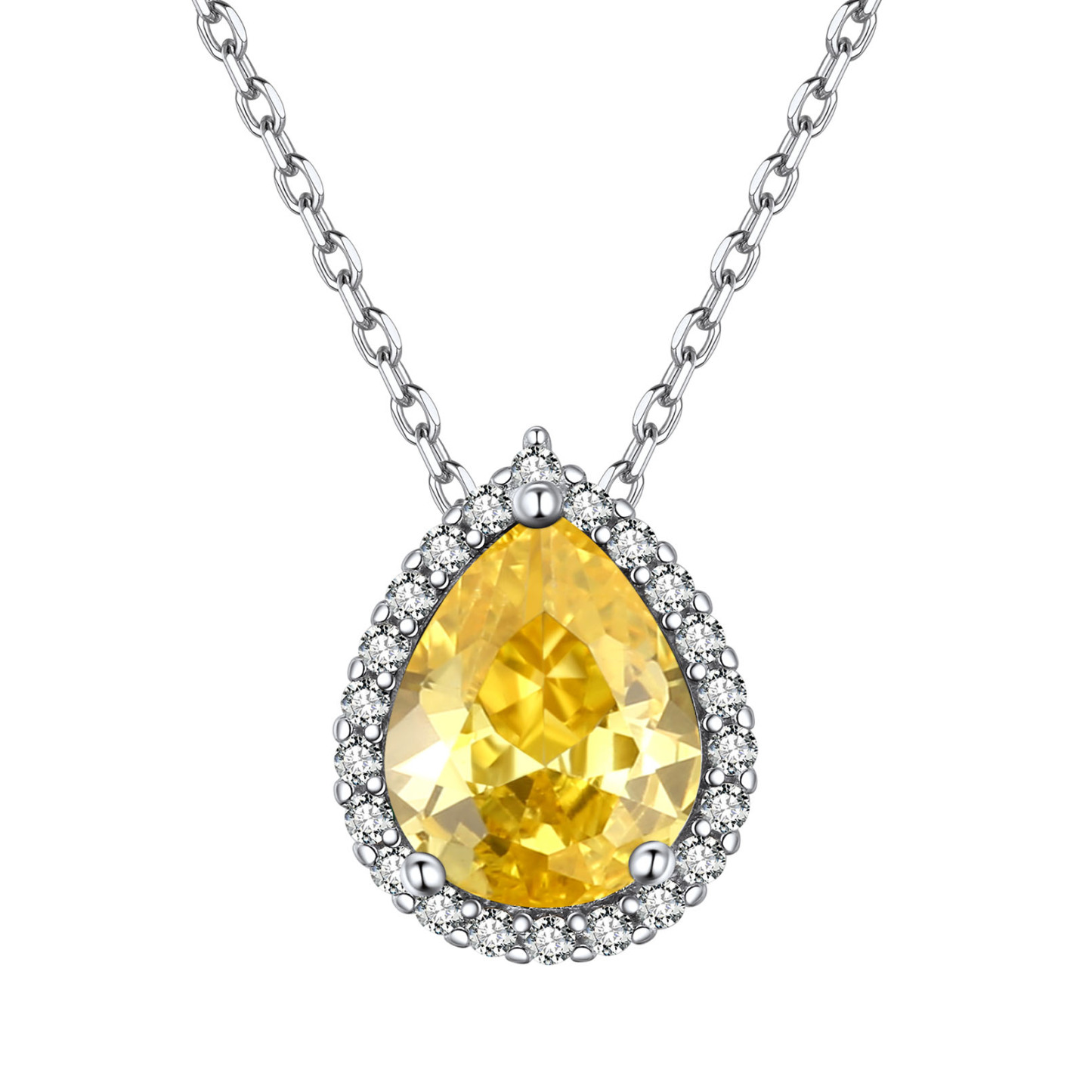 Teardrop Birthstone Sterling Silver Pendant Necklace For Women Nov