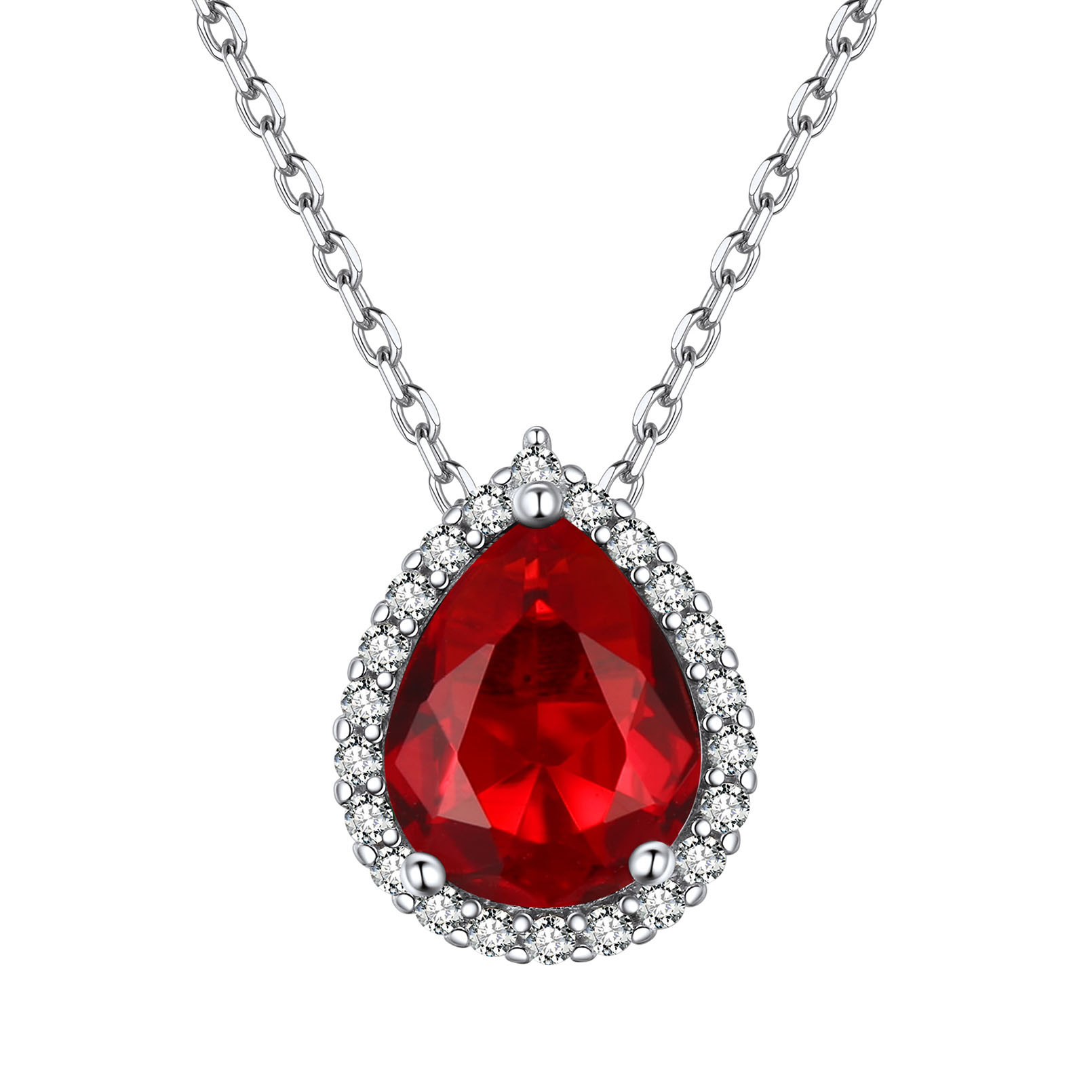 Teardrop Birthstone Sterling Silver Pendant Necklace For Women Jan
