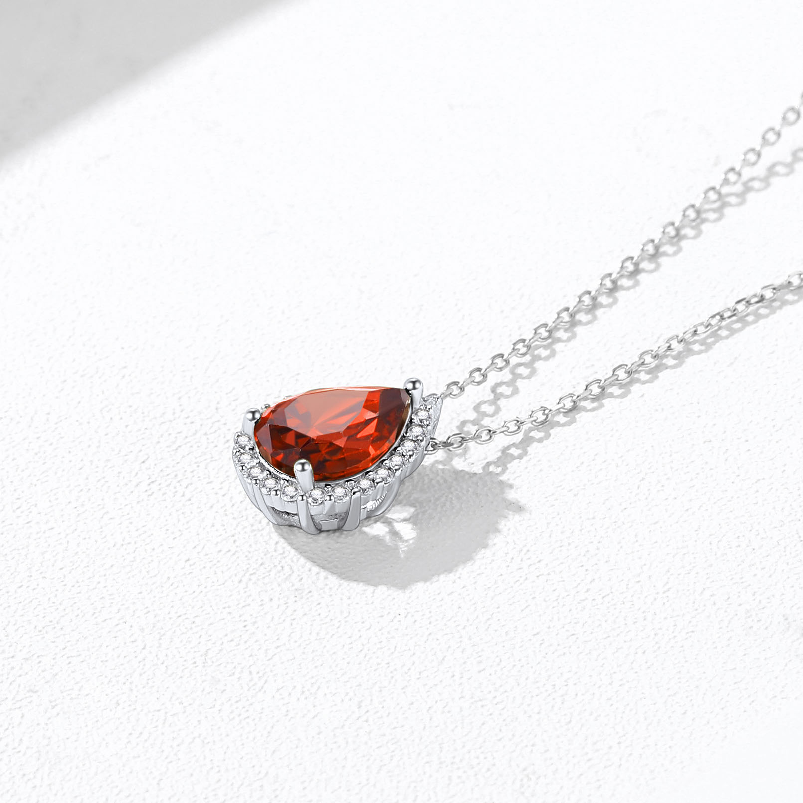 Teardrop Birthstone Sterling Silver Pendant Necklace For Women detail