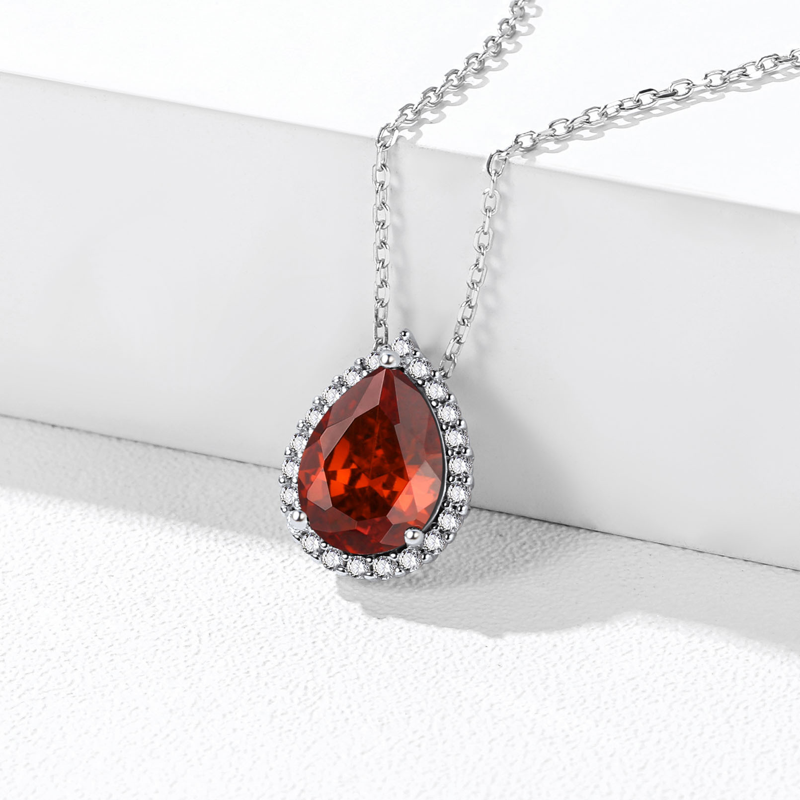  Birthstone Sterling Silver Pendant Necklace For Women detail