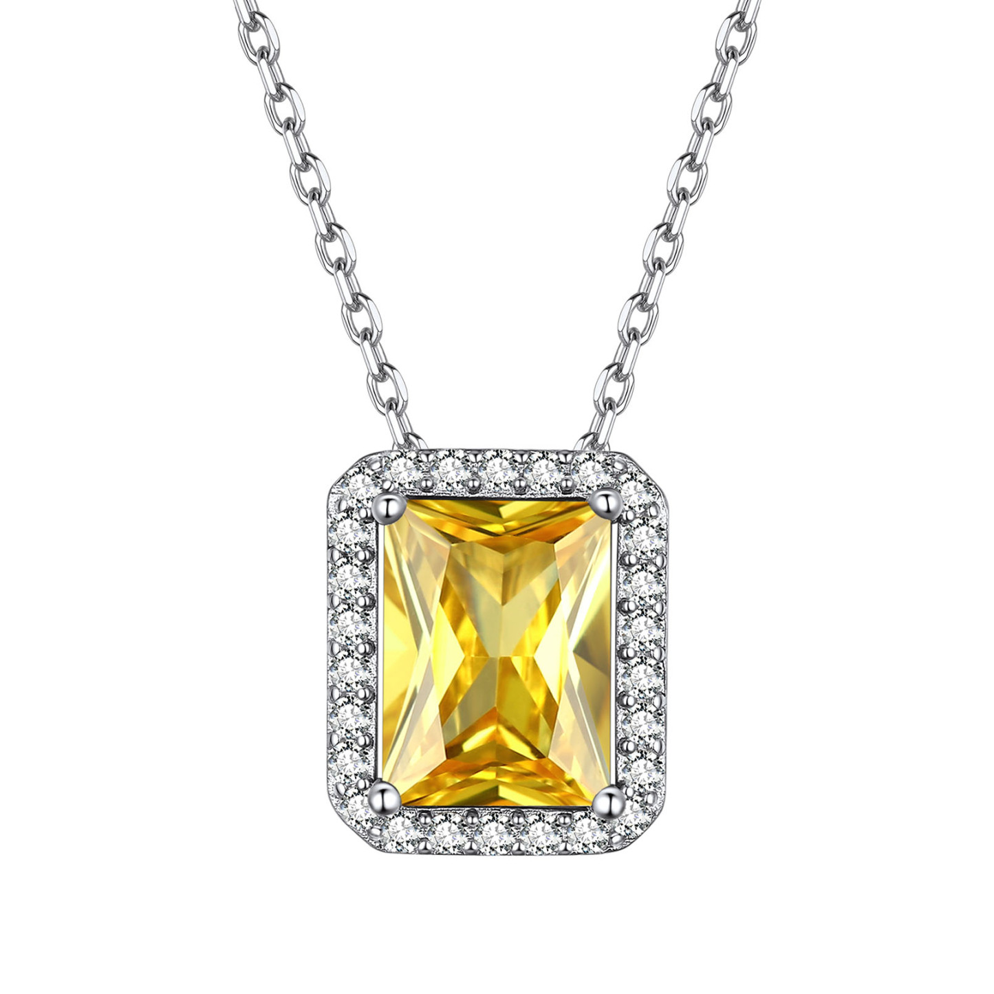 Birthstone Sterling Silver Dainty Solitaire CZ Pendant Necklace for Women Nov