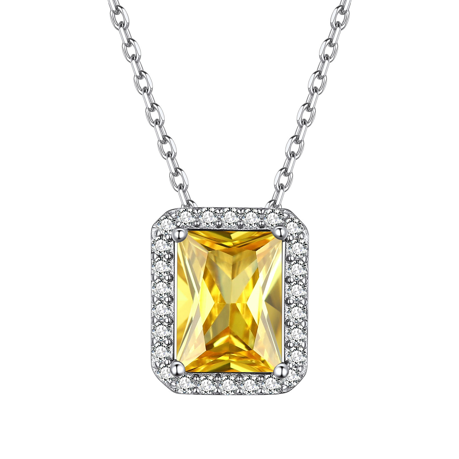 Birthstone Sterling Silver Dainty Solitaire CZ Pendant Necklace for Women Nov