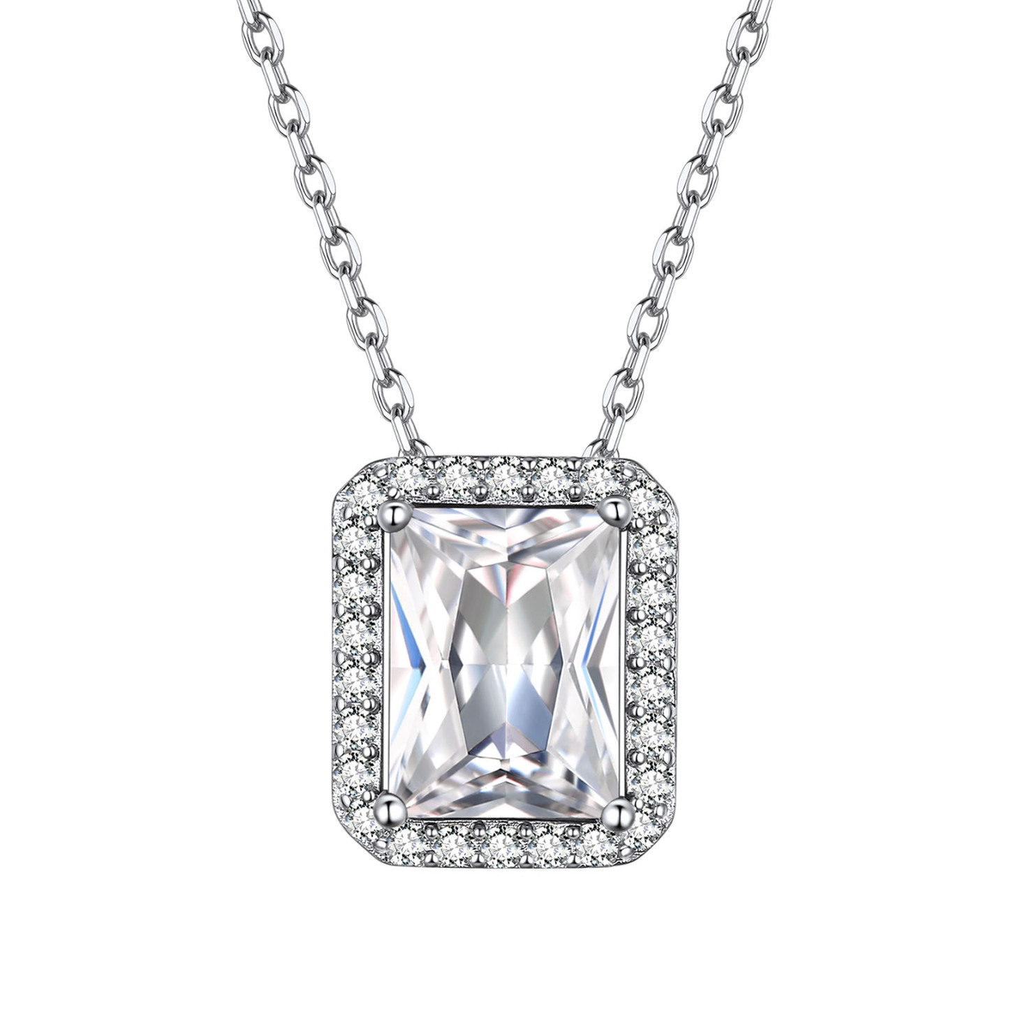 Birthstone Sterling Silver Dainty Solitaire CZ Pendant Necklace for Women Apr