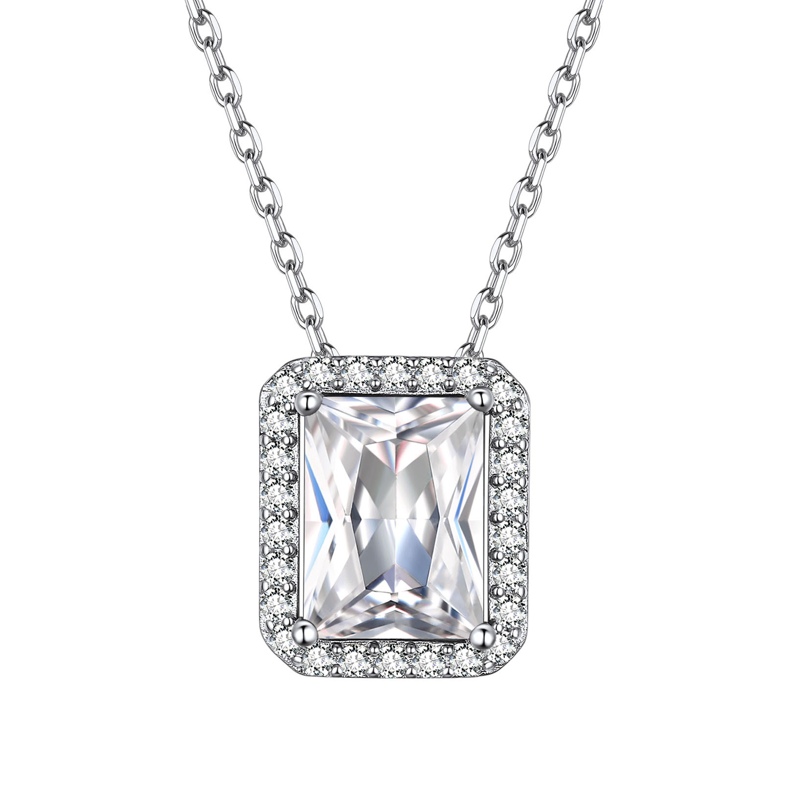 Birthstone Sterling Silver Dainty Solitaire CZ Pendant Necklace for Women Apr