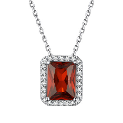 Birthstone Sterling Silver Dainty Solitaire CZ Pendant Necklace for Women Jul