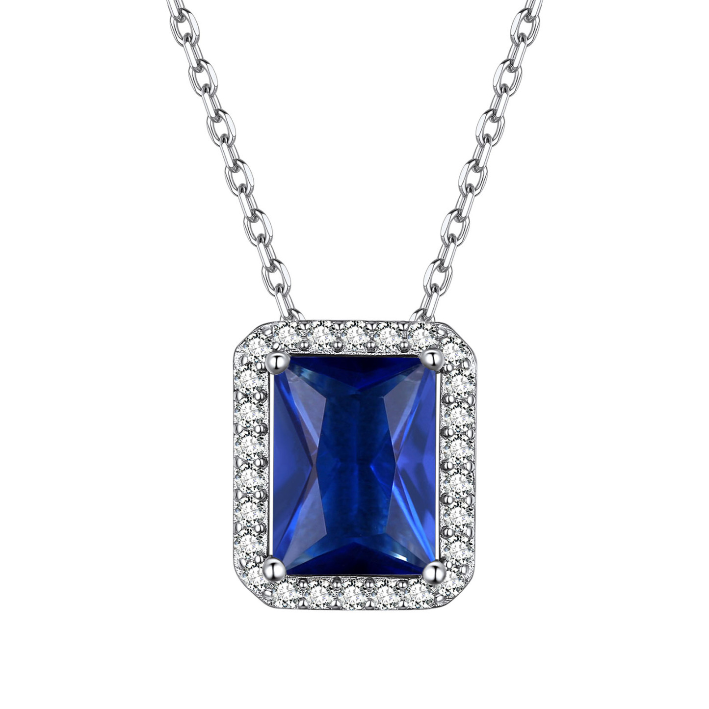 Birthstone Sterling Silver Dainty Solitaire CZ Pendant Necklace for Women Sep