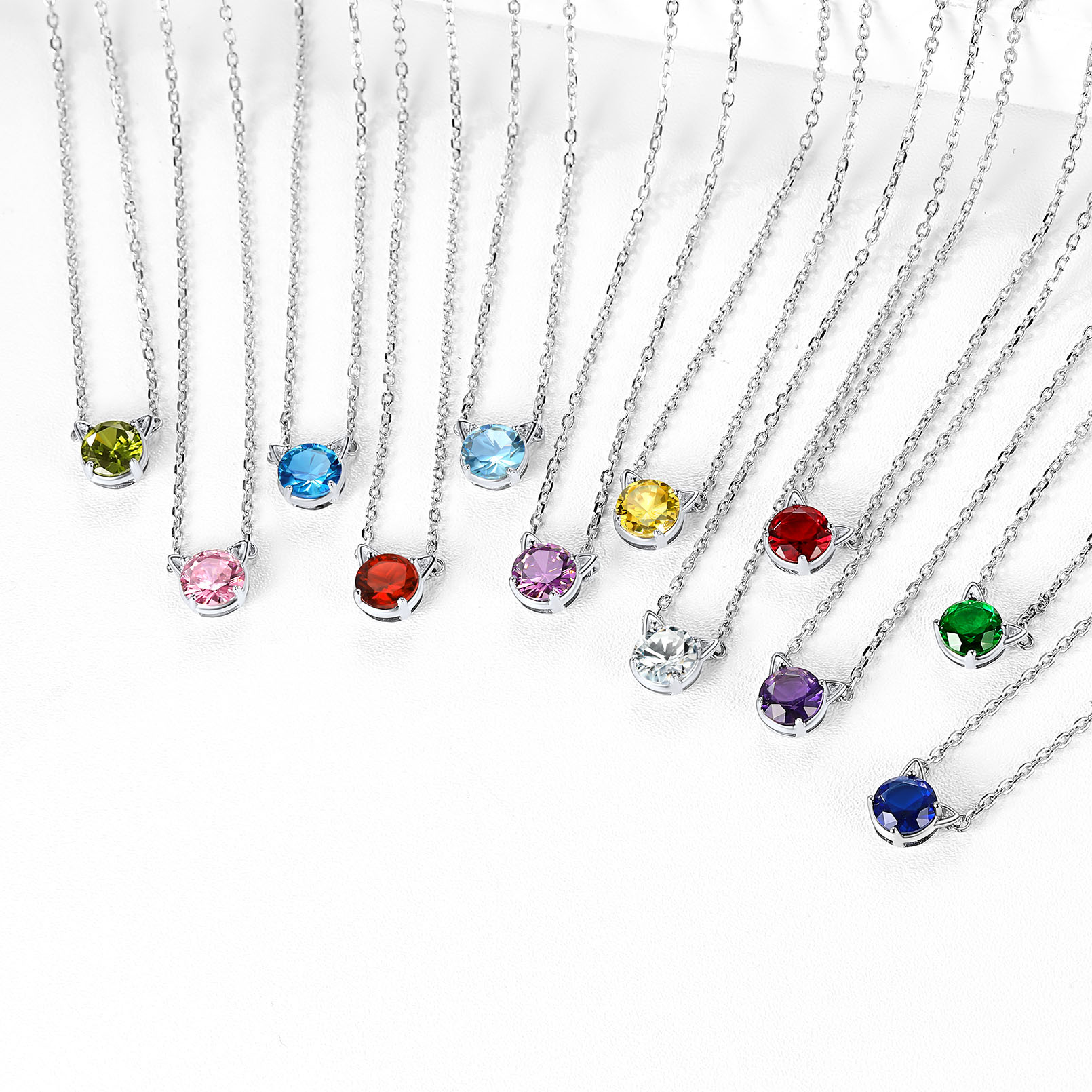 Birthstone Sterling Silver Pendant Necklace for Women color