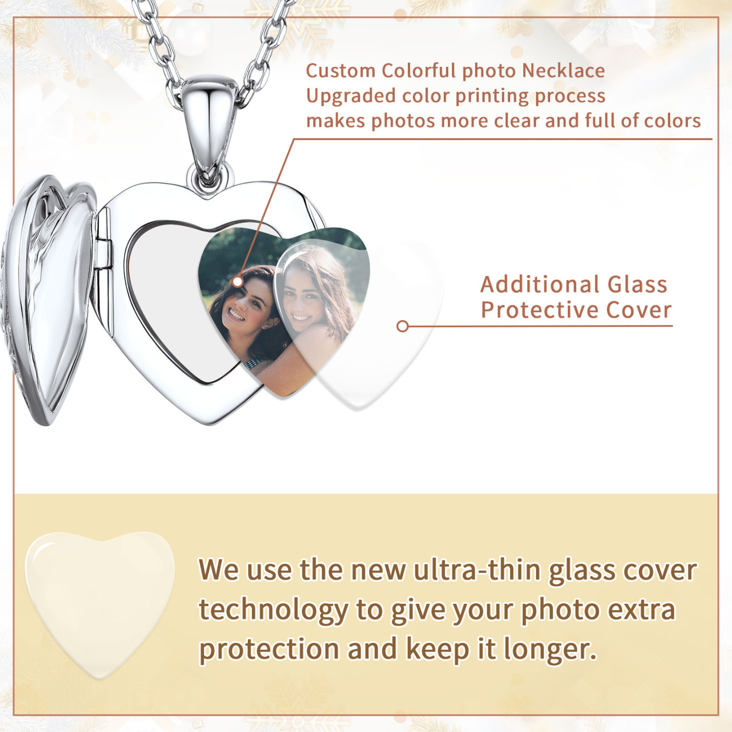 Personalized Photo Sunflower Heart Locket Necklace 