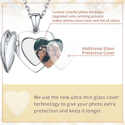 Personalized Photo Sunflower Heart Locket Necklace 