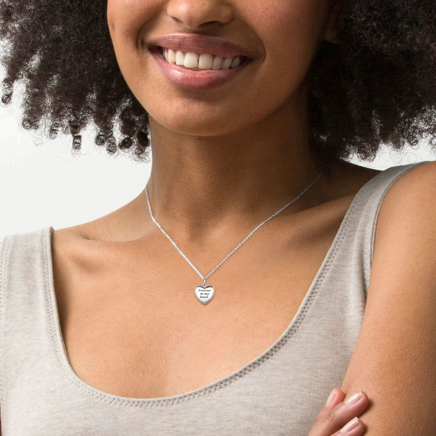 Silver Locket Pendant for 2 Photo Personalized Heart Necklace model silver