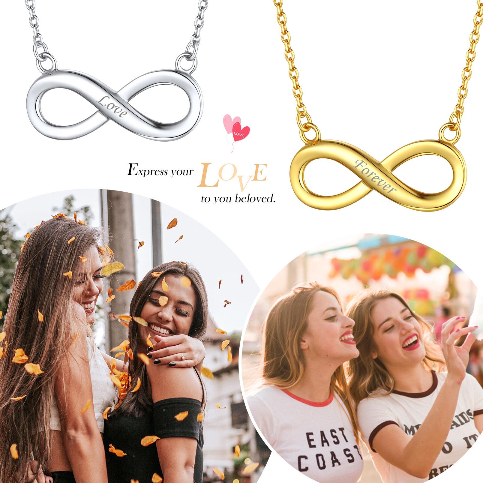 Personalized Sterling Silver Infinity Name Necklace for Women gift