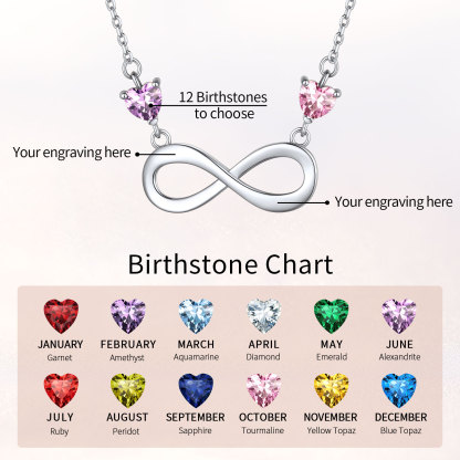  Custom Birthstone Infinity Heart Pendant Necklace for Women engraved