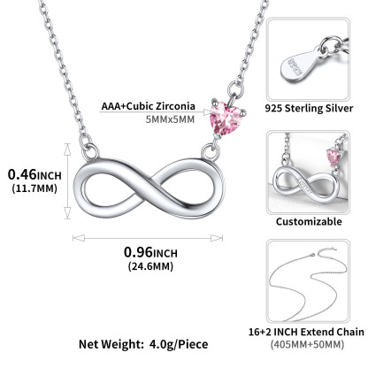  Custom Birthstone Infinity Heart Pendant Necklace for Women detail 1 birthstone