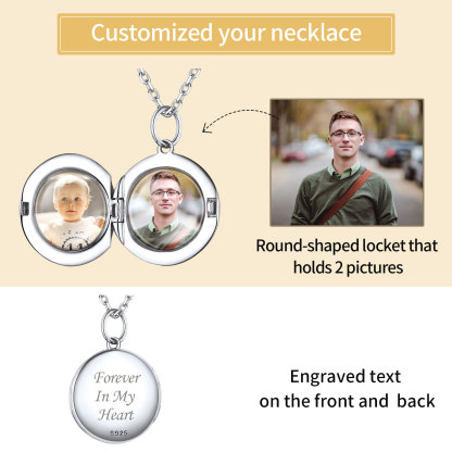 Personalized Photo Round Circle Locket Pendant Necklace 