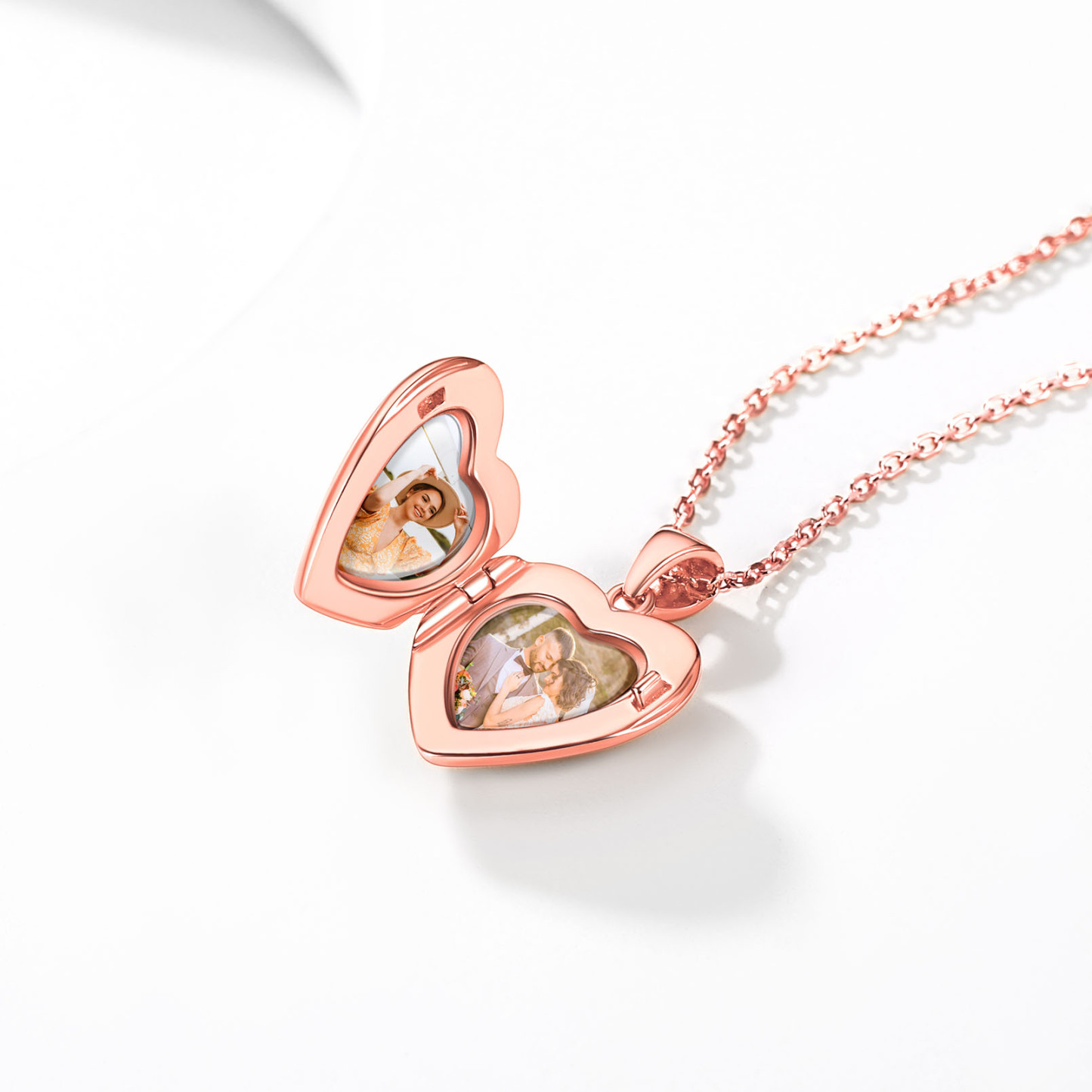 Locket Pendant for 2 Photo Personalized Heart Necklace for Women rose gold occasion
