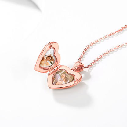 Locket Pendant for 2 Photo Personalized Heart Necklace for Women rose gold occasion