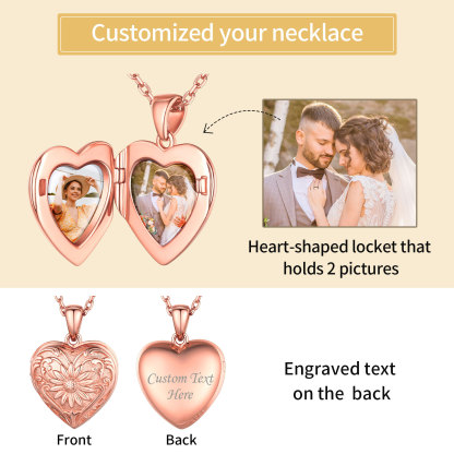 Locket Pendant for Photo Personalized Heart Necklace for Women