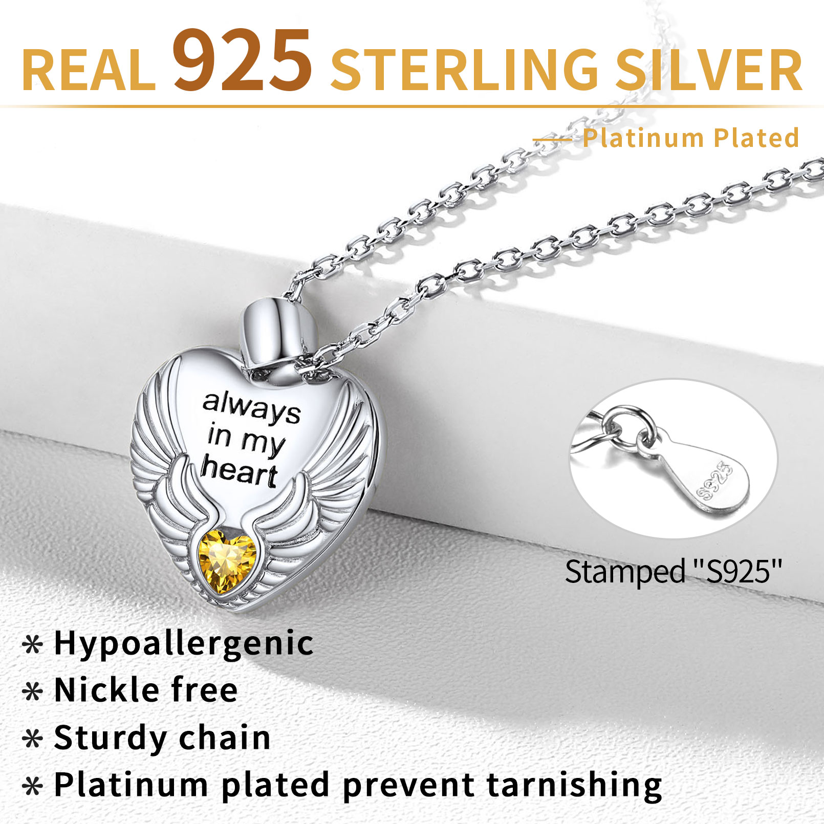 Custom Photo Locket Pendant Birthstone Necklace for Women 925 silver