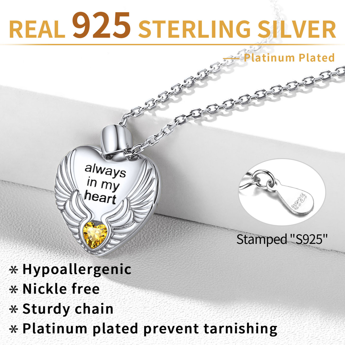 Custom Photo Locket Pendant Birthstone Necklace for Women 925 silver