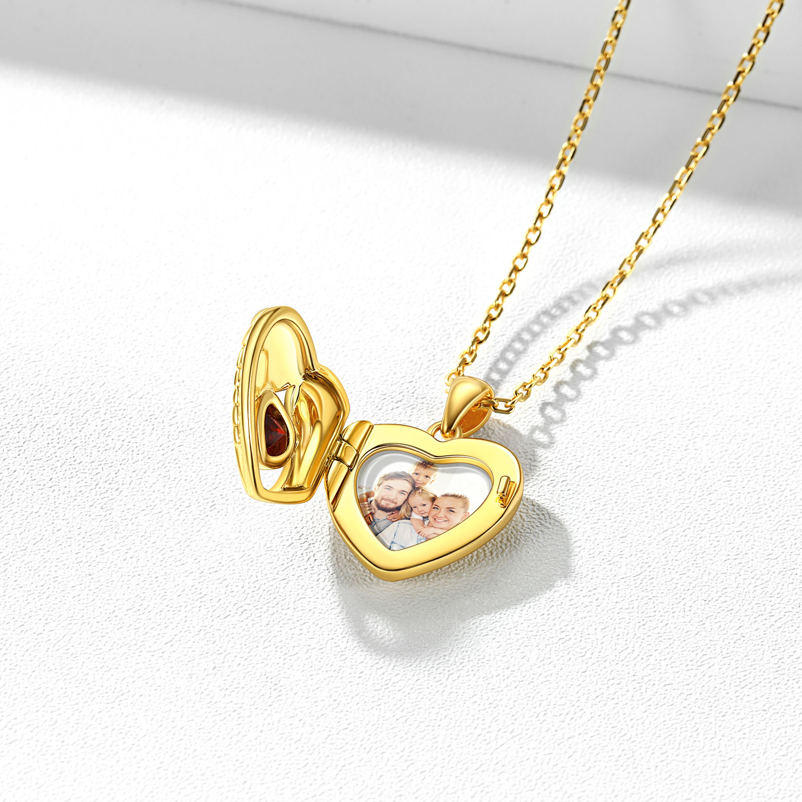 Personalized Photo Locket Pendant Birthstone Necklace for Women gold occasion