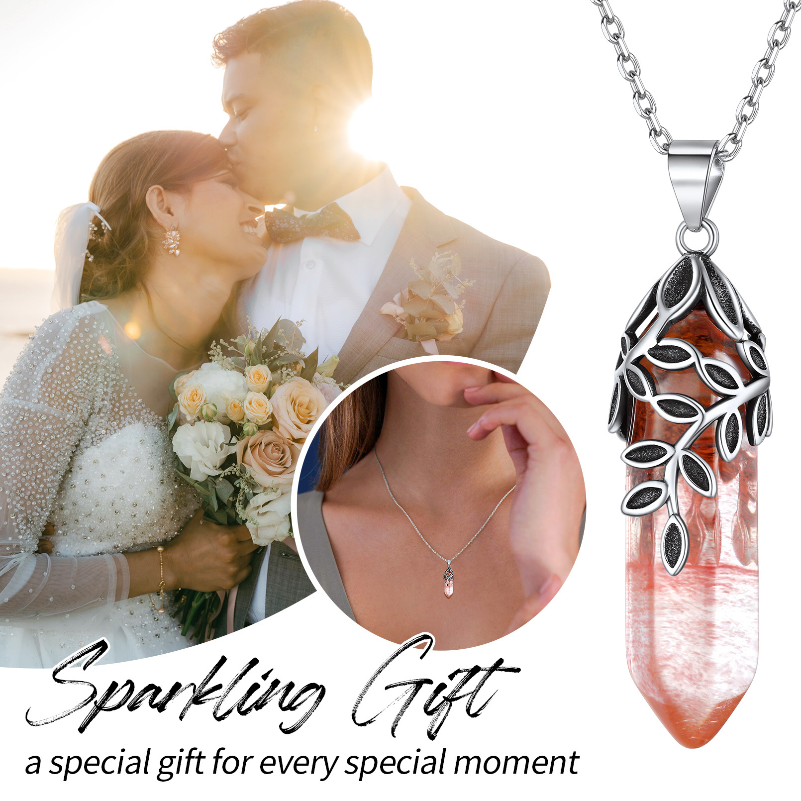 Birthstone Olive Leaf  Pendant Necklace for women gift for her