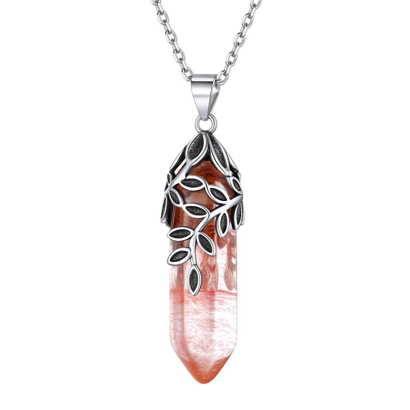Birthstone Olive Leaf  Pendant Necklace for women OCT