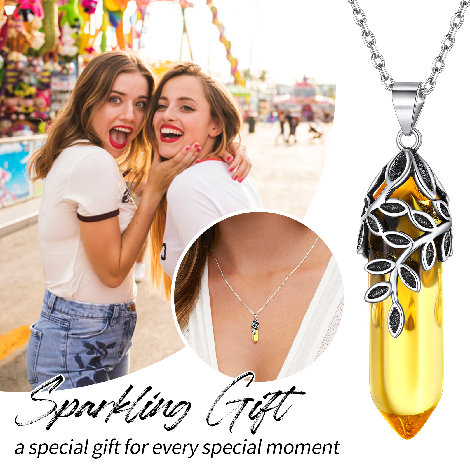 Birthstone Olive Leaf  Pendant Necklace for women gift for friends