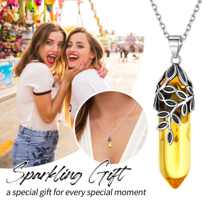 Birthstone Olive Leaf  Pendant Necklace for women gift for friends