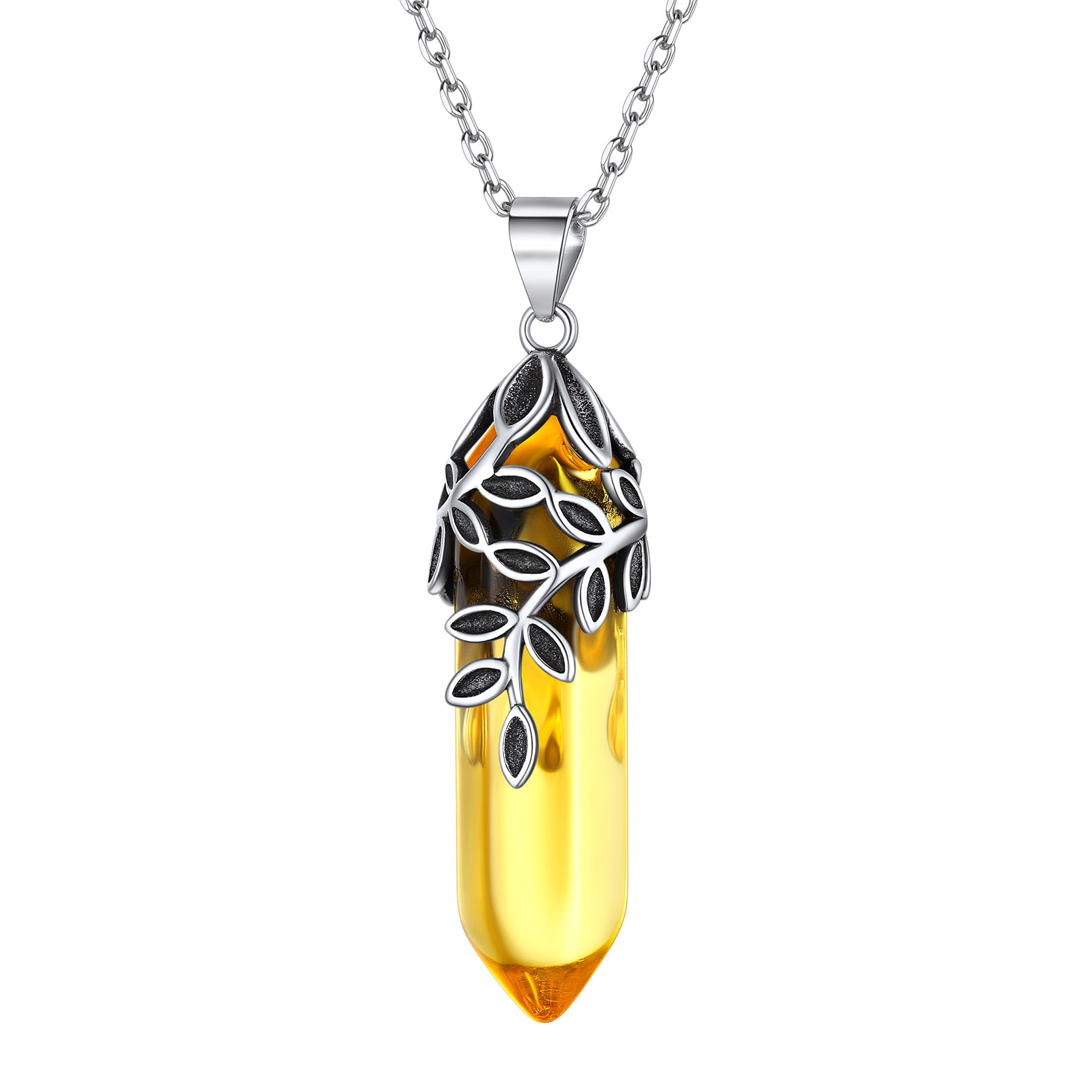 Birthstone Olive Leaf  Pendant Necklace for women NOV