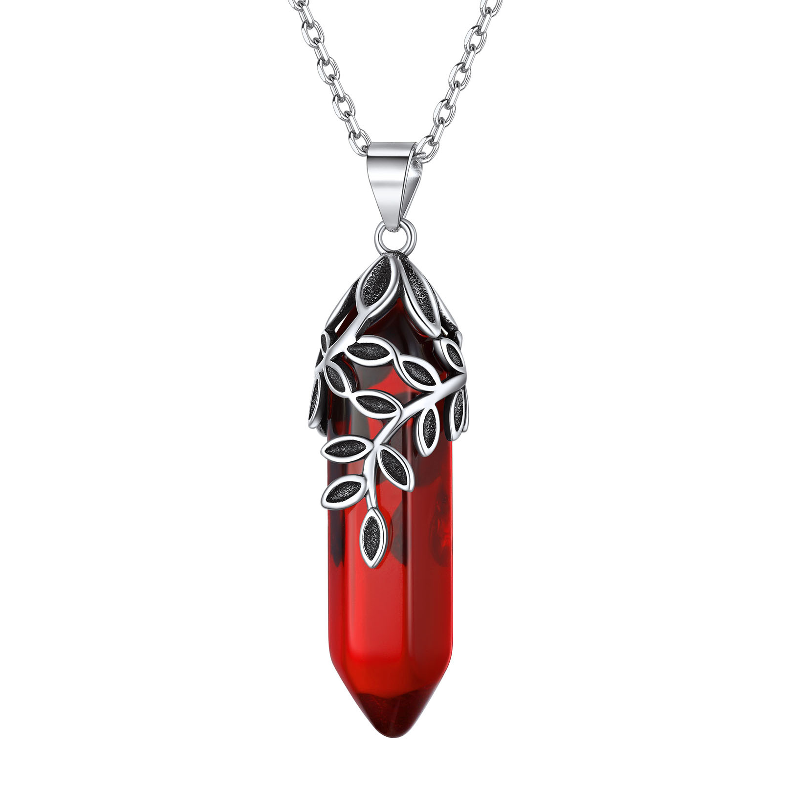 Birthstone Olive Leaf  Pendant Necklace for women JAN