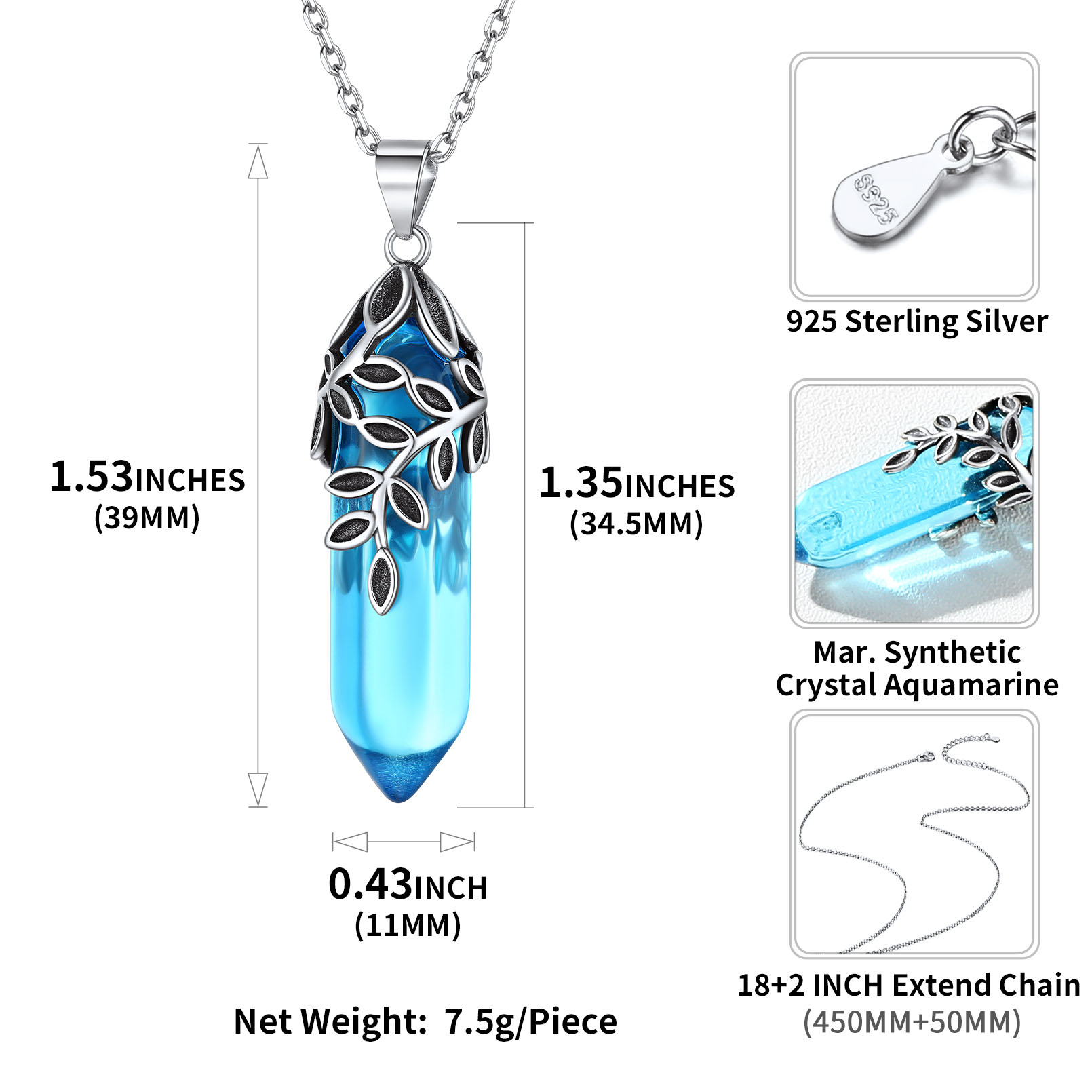 Birthstone Olive Leaf  Pendant Necklace for women detail