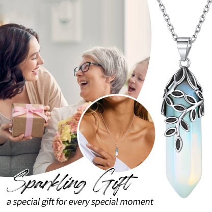Birthstone Olive Leaf  Pendant Necklace for women gift for mom