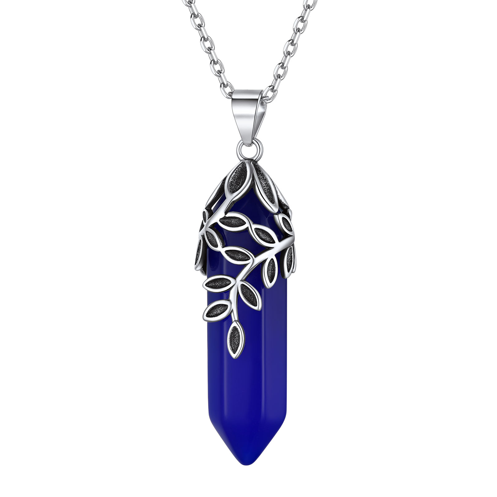 Birthstone Olive Leaf  Pendant Necklace for women SEP