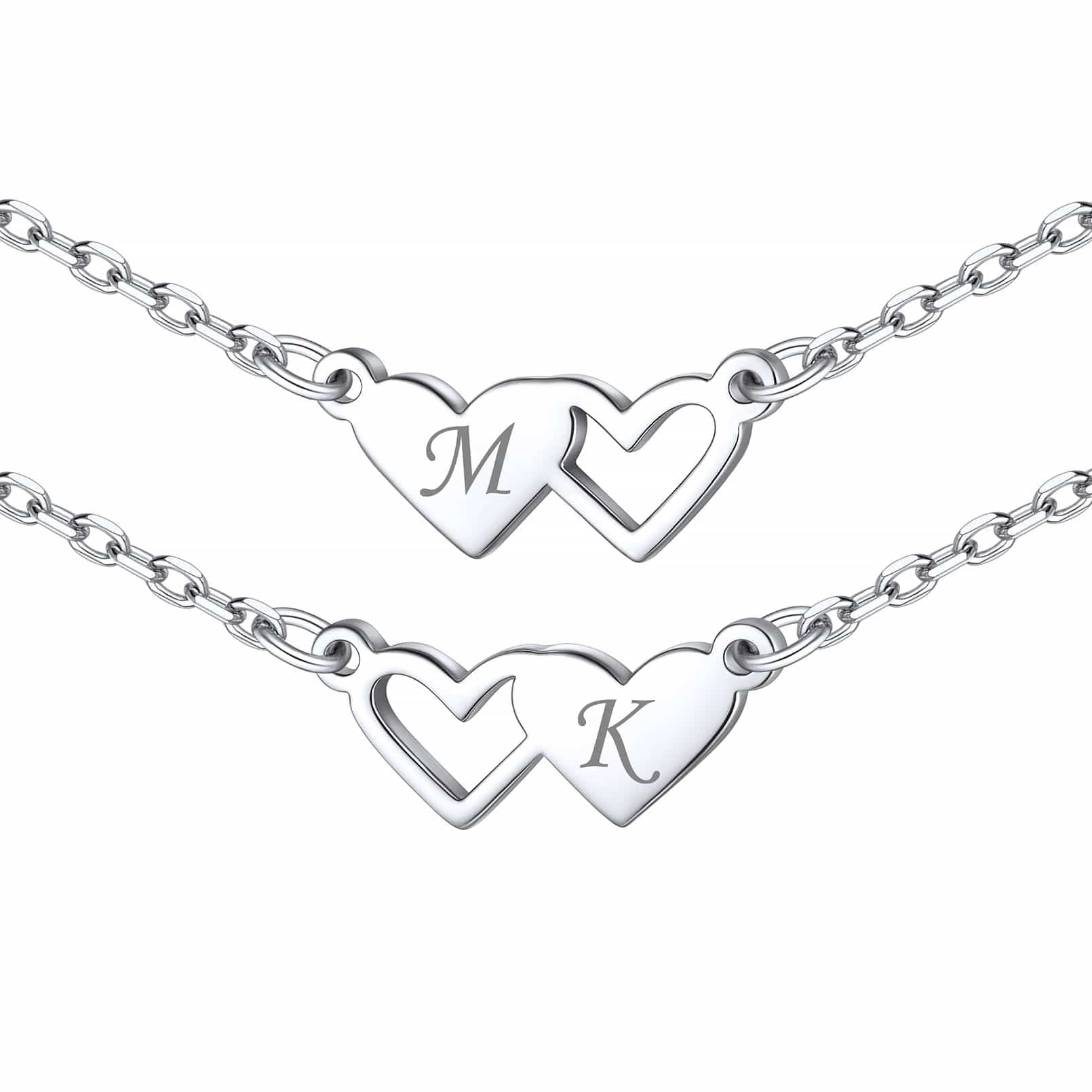 Customized Initial Heart Matching Necklace in Sterling Silver