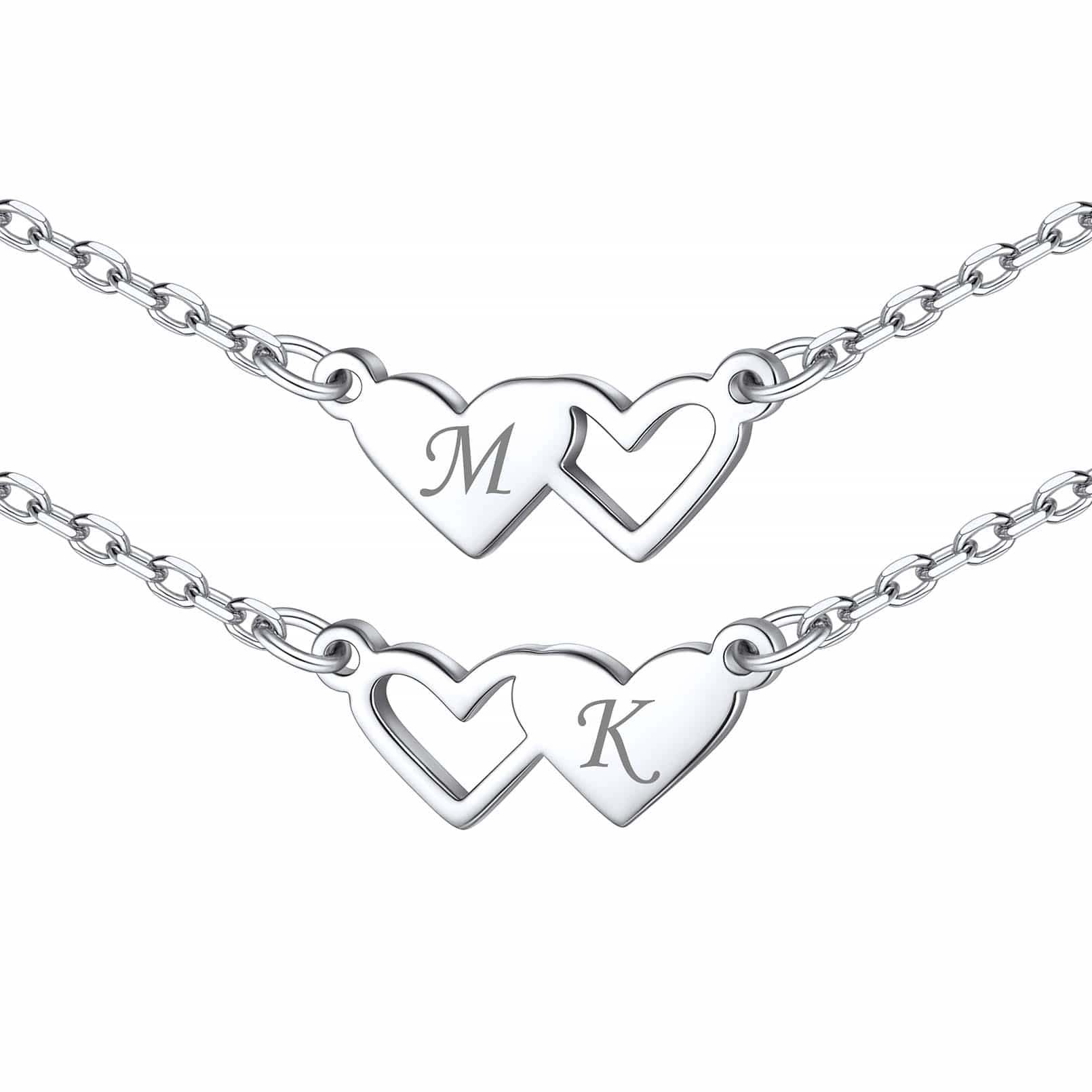 Customized Initial Heart Matching Necklace in Sterling Silver
