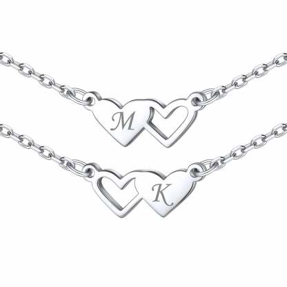 Customized Initial Heart Matching Necklace in Sterling Silver