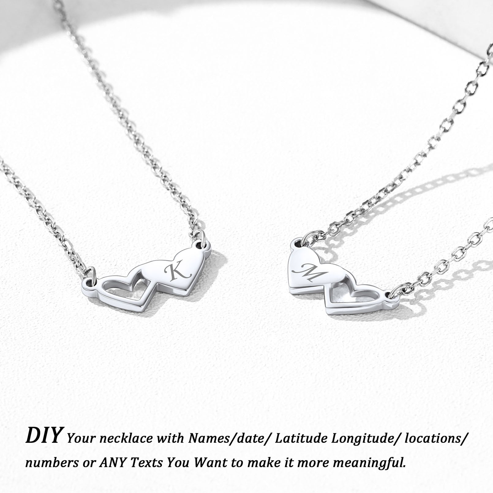 Custom4U Engraved Heart Necklace