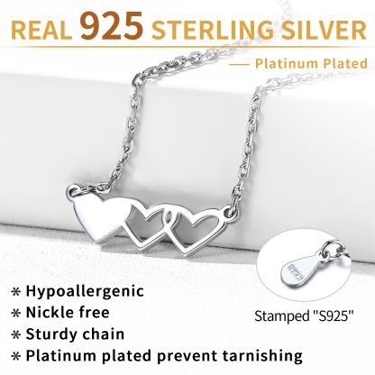 Sterling Silver Customized Heart Matching Necklace for Couple BFF