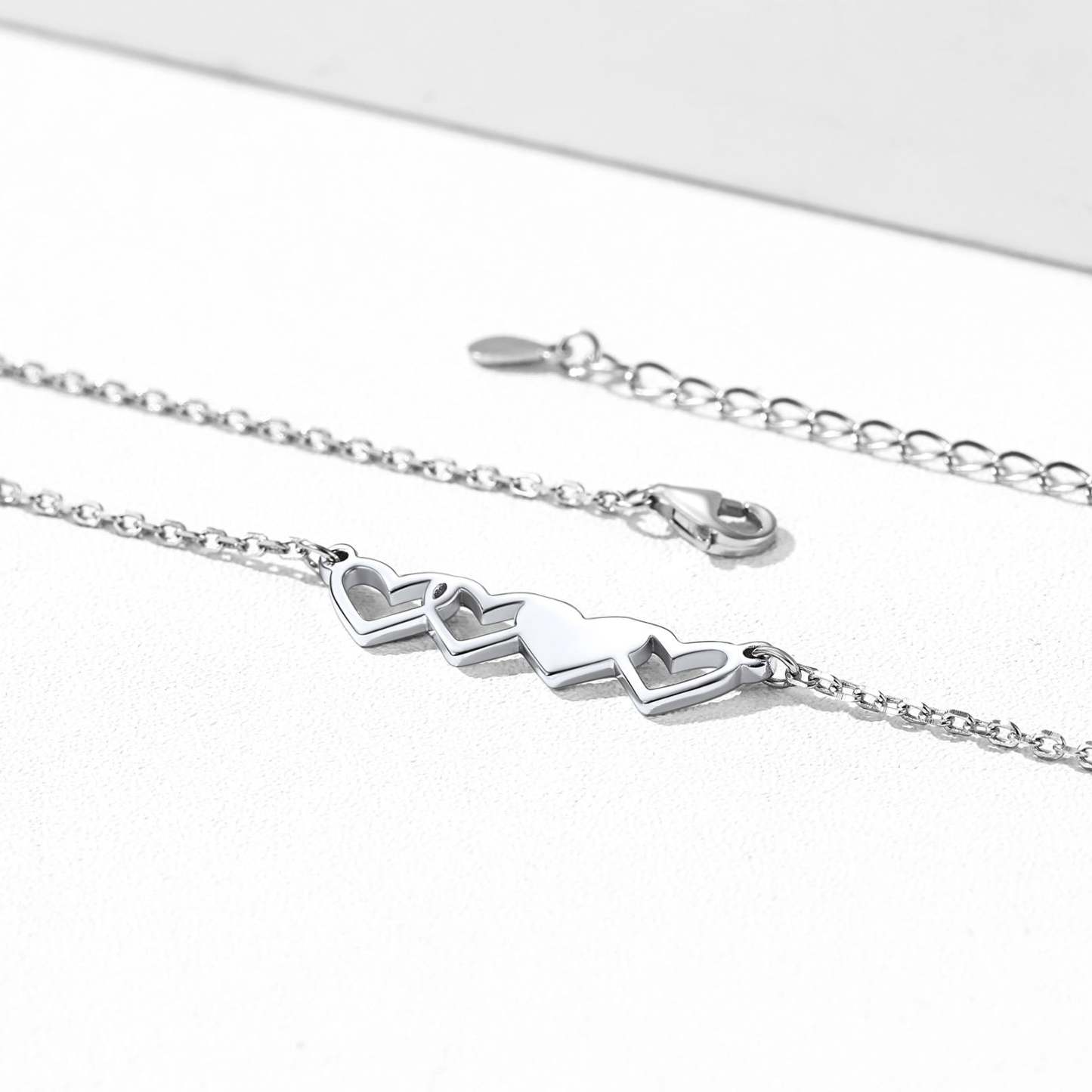 4 Pcs-engraving Sterling Silver Heart Matching Necklace