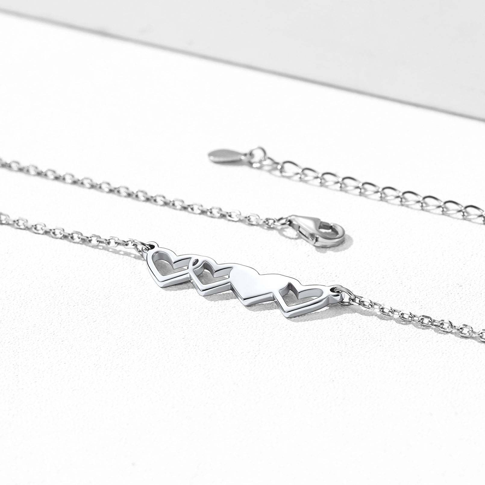 4 Pcs-engraving Sterling Silver Heart Matching Necklace
