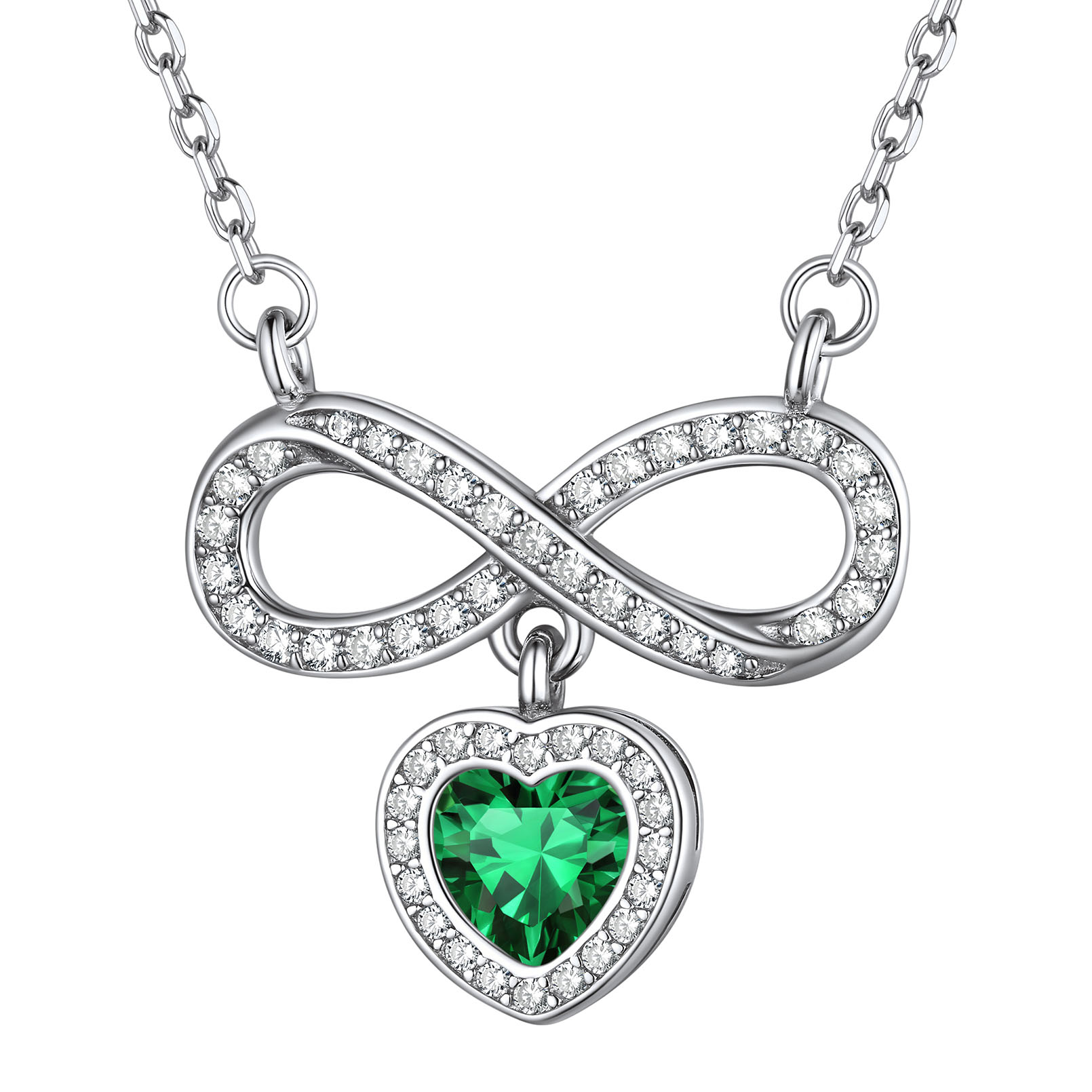  Birthstone Crystals Infinity Love Heart Pendant Necklace May