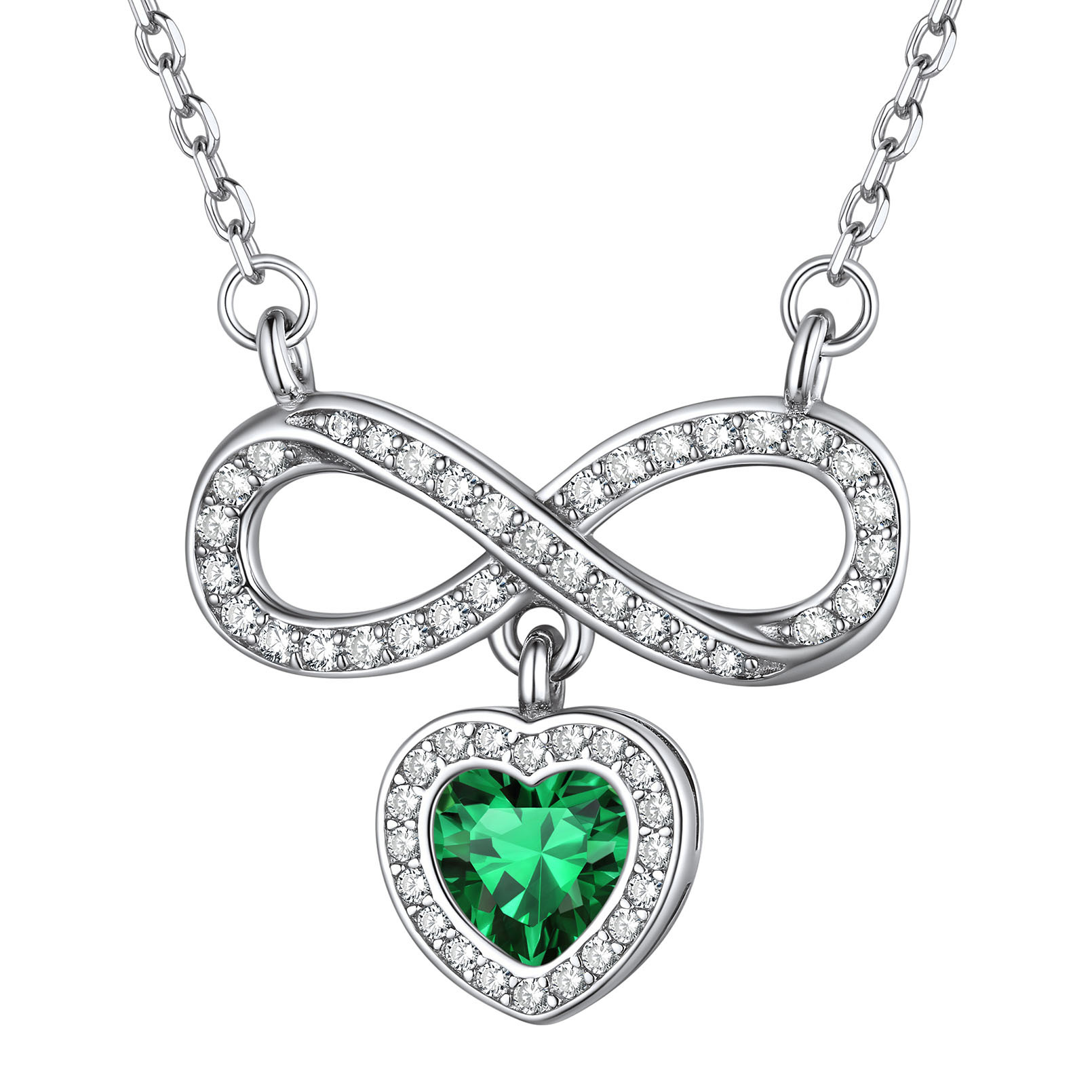  Birthstone Crystals Infinity Love Heart Pendant Necklace May