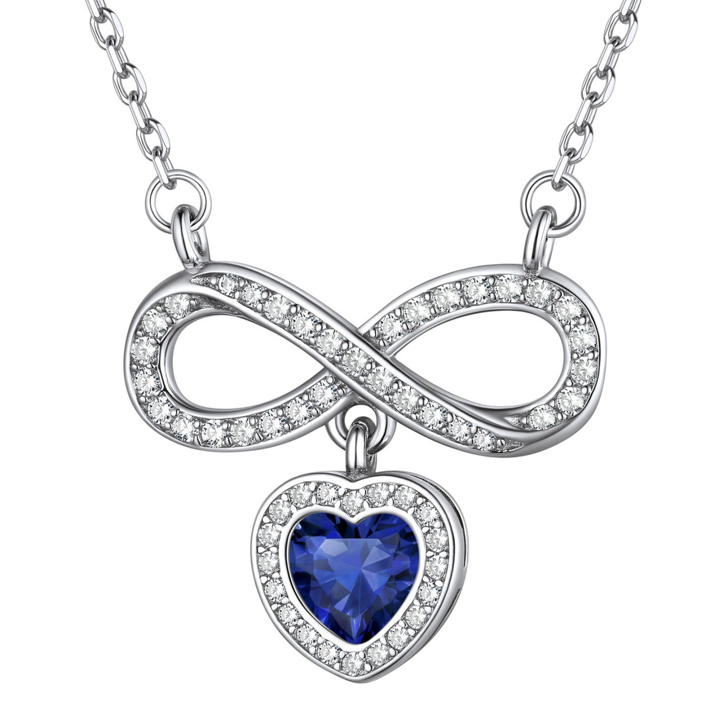  Birthstone Crystals Infinity Love Heart Pendant Necklace Sep