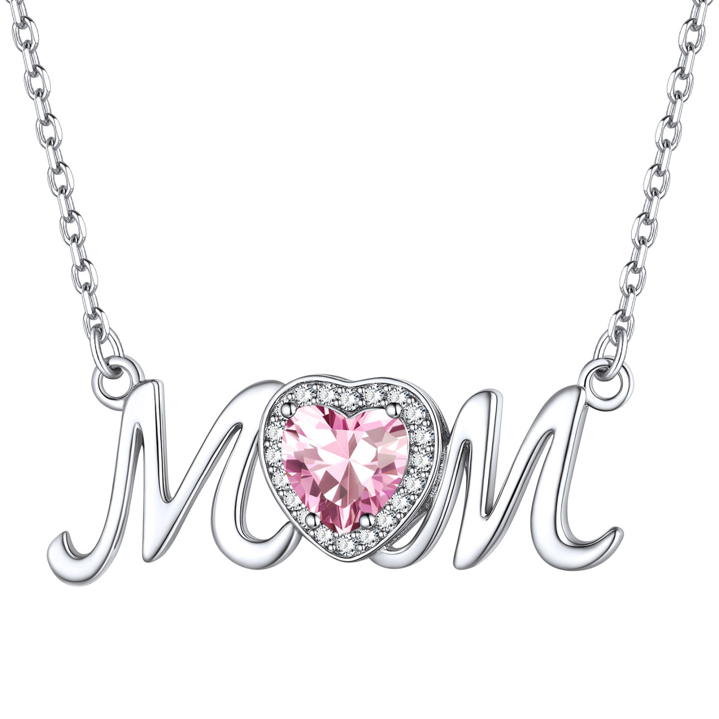 Birthstone Sterling Silver Mom Necklace For Women Oct